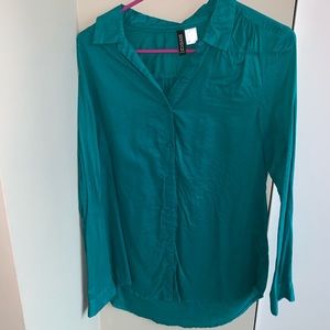 Teal button down